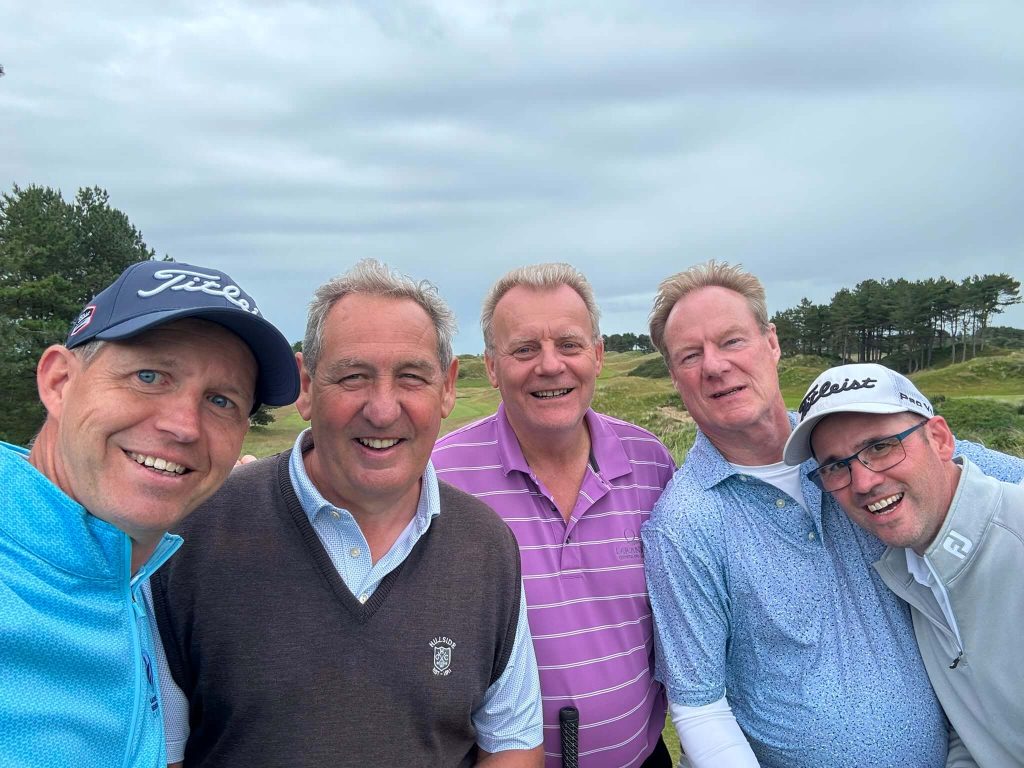 Golfers with coach Gareth Benson at Hillside Golf Club